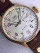 Copy IWC Schaffhausen Watch Yellow Case White Face Brown Leather  (4)_th.jpg